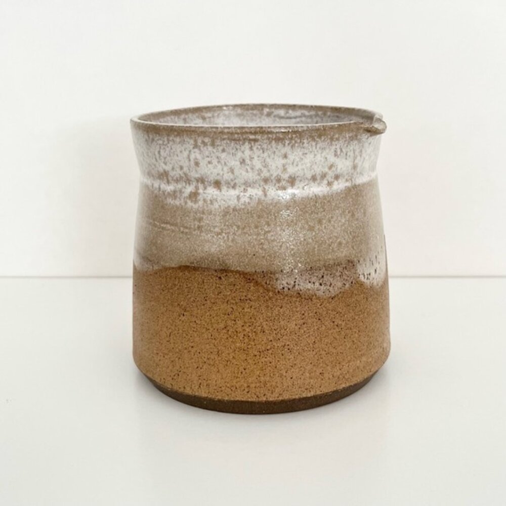 Hand Thrown Studio Pottery Milk Pitcher Stoneware Rustic Natural Glazed 16 oz - Picture 4 of 7